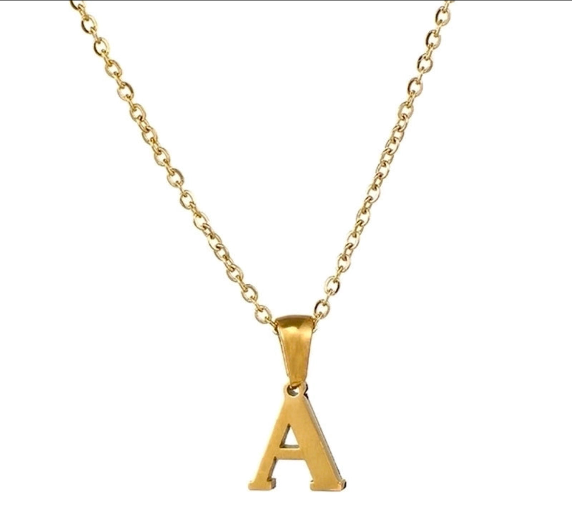 JEWELLERY Letter Stainless Steel Plating Pendant Necklace A