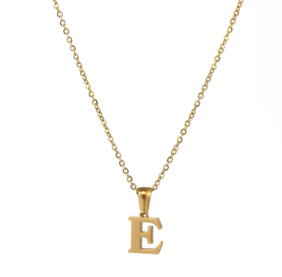 JEWELLERY Letter Stainless Steel Plating Pendant Necklace E Collection
