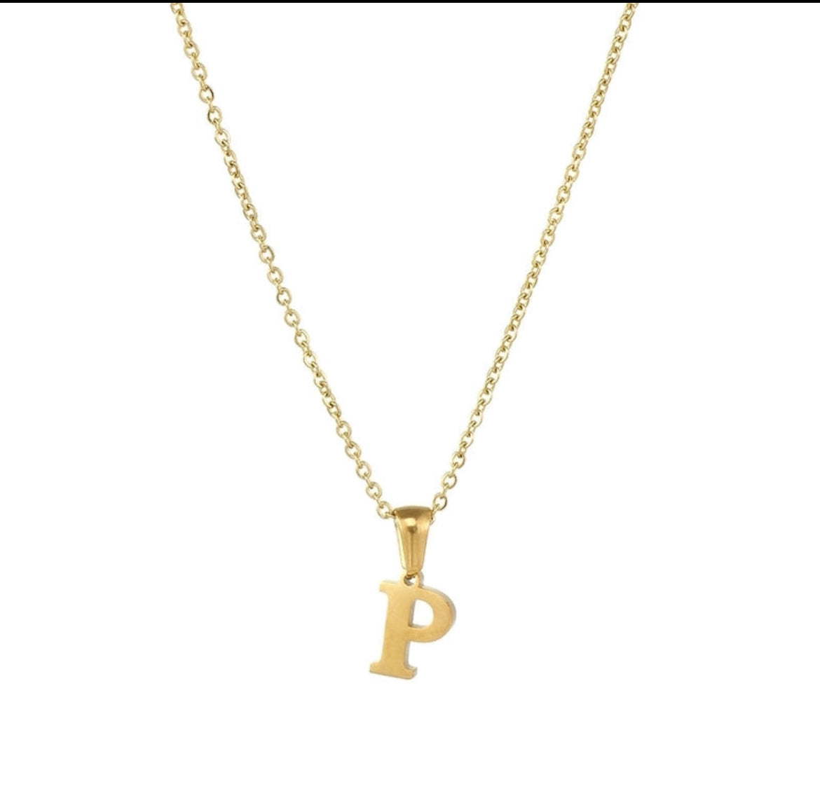 JEWELLERY Letter Stainless Steel Plating Pendant Necklace P Collection