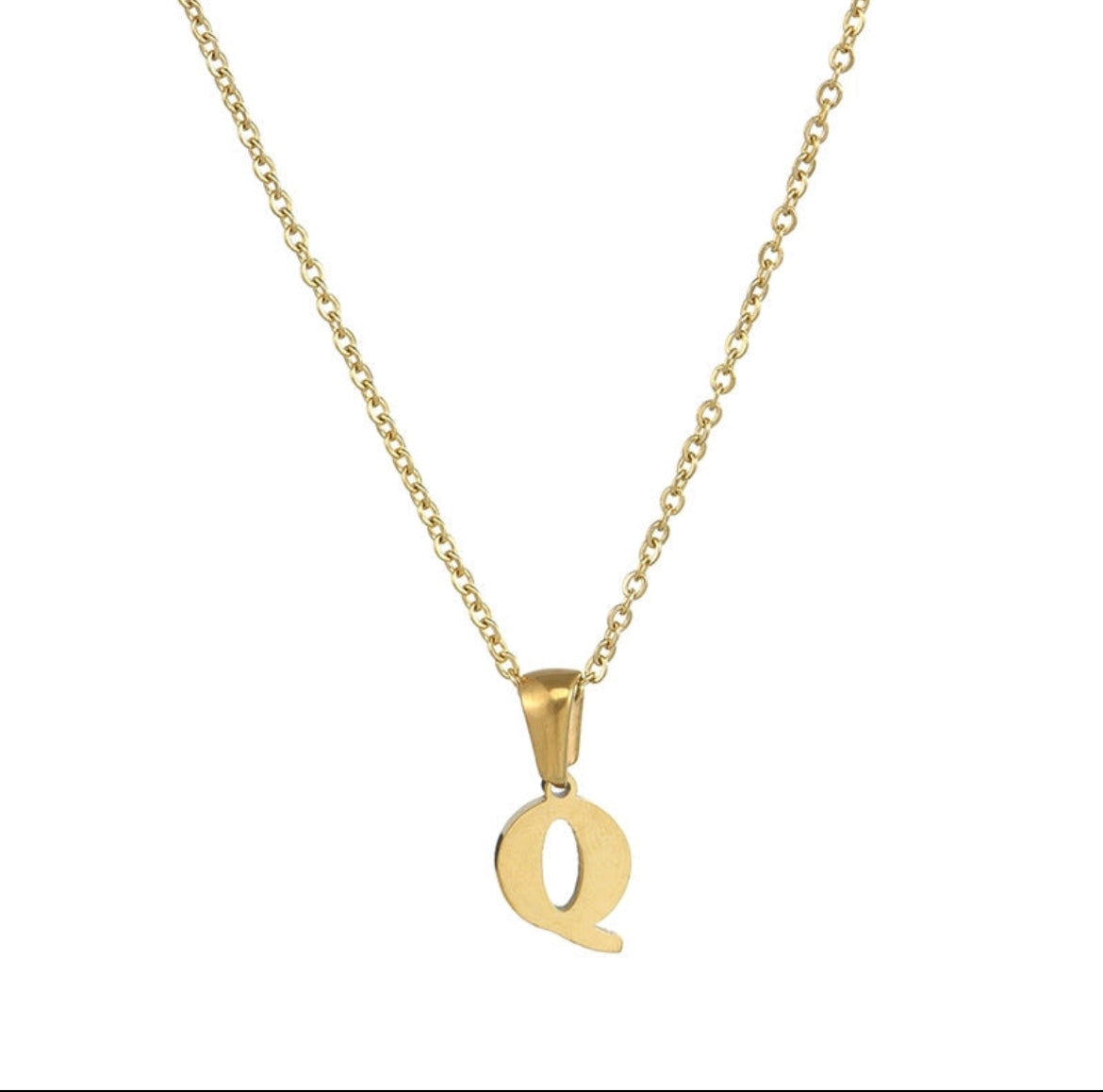 JEWELLERY Letter Stainless Steel Plating Pendant Necklace Q Collection