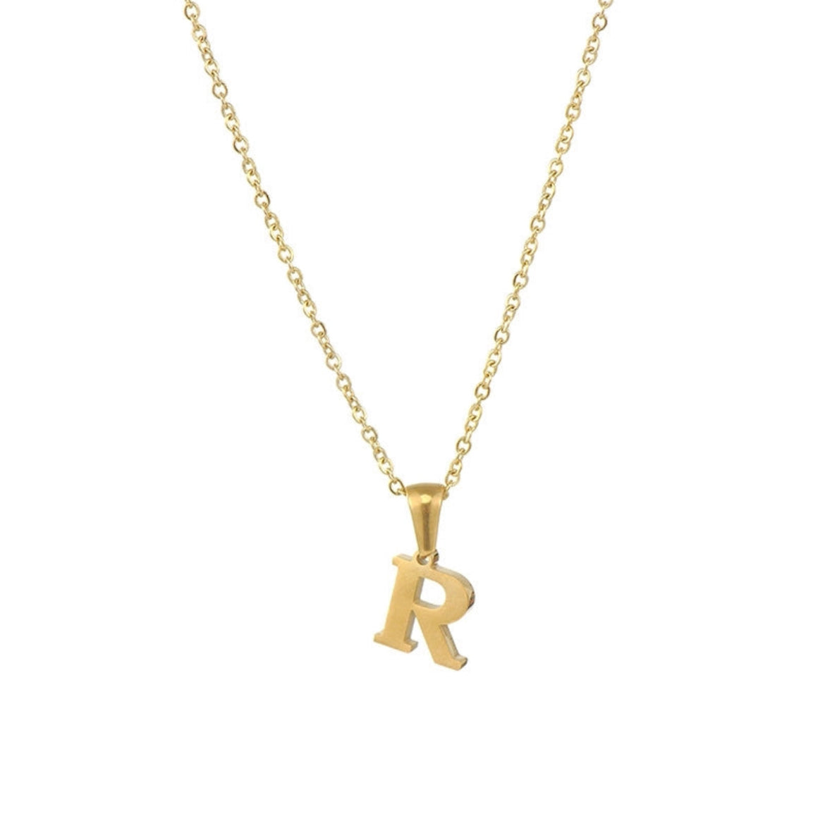 JEWELLERY Letter Stainless Steel Plating Pendant Necklace R Collection