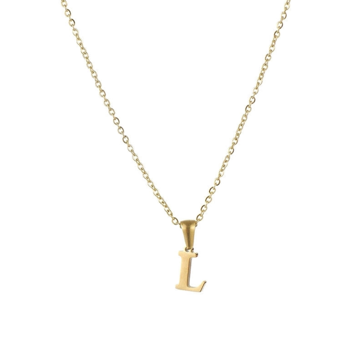 JEWELLERY Letter Stainless Steel Plating Pendant Necklace L Collection