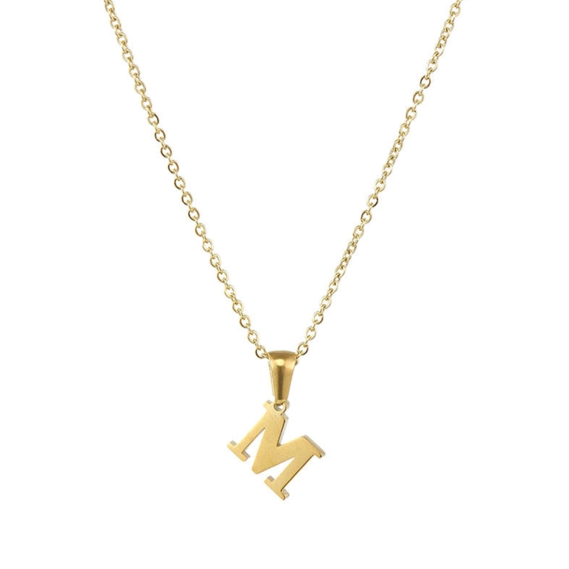 JEWELLERY Letter Stainless Steel Plating Pendant Necklace M Collection