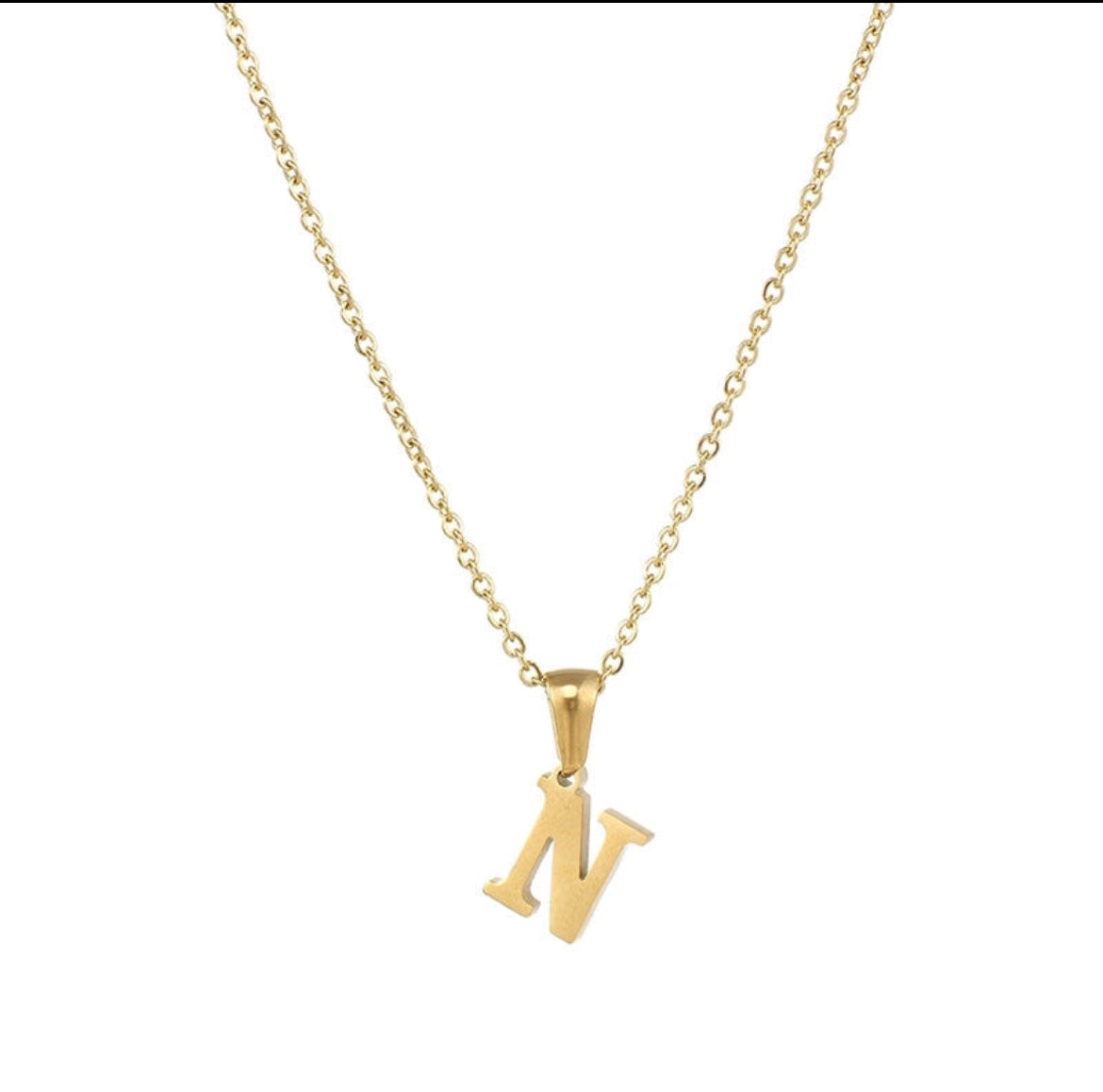 JEWELLERY Letter Stainless Steel Plating Pendant Necklace N Collection