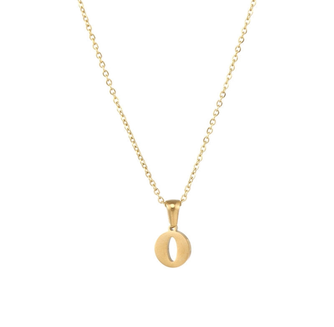 JEWELLERY Letter Stainless Steel Plating Pendant Necklace O Collection