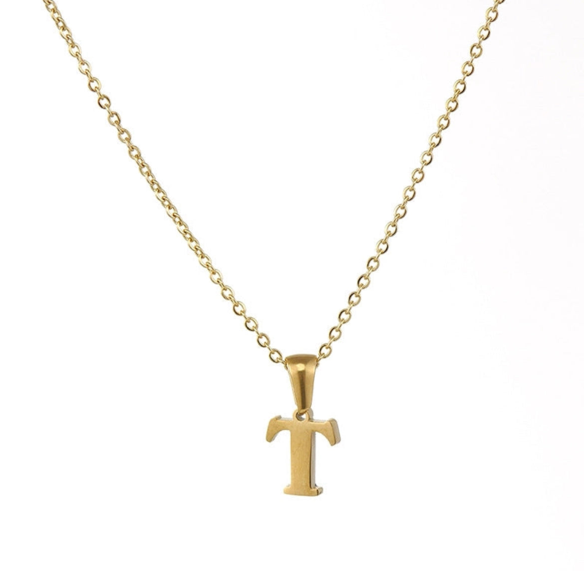 JEWELLERY Letter Stainless Steel Plating Pendant Necklace T Collection