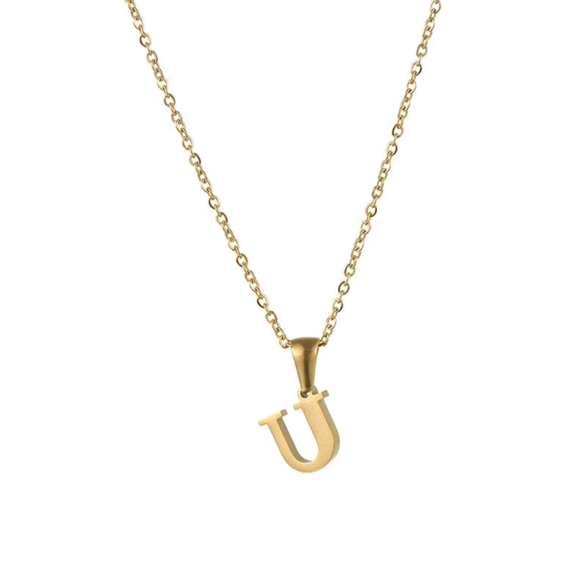 JEWELLERY Letter Stainless Steel Plating Pendant Necklace U Collection