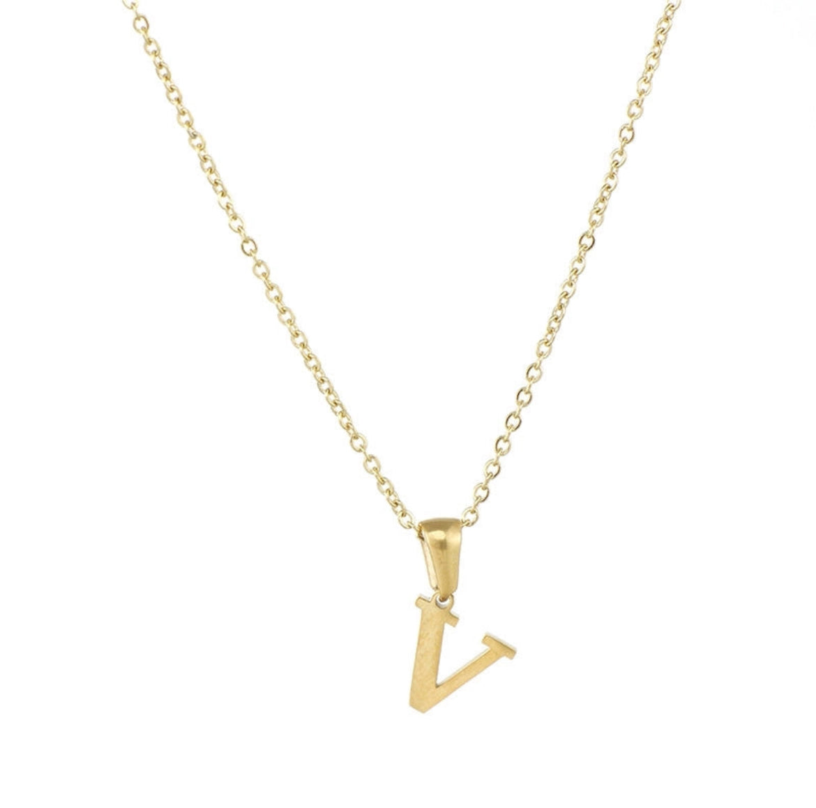 JEWELLERY Letter Stainless Steel Plating Pendant Necklace V Collection