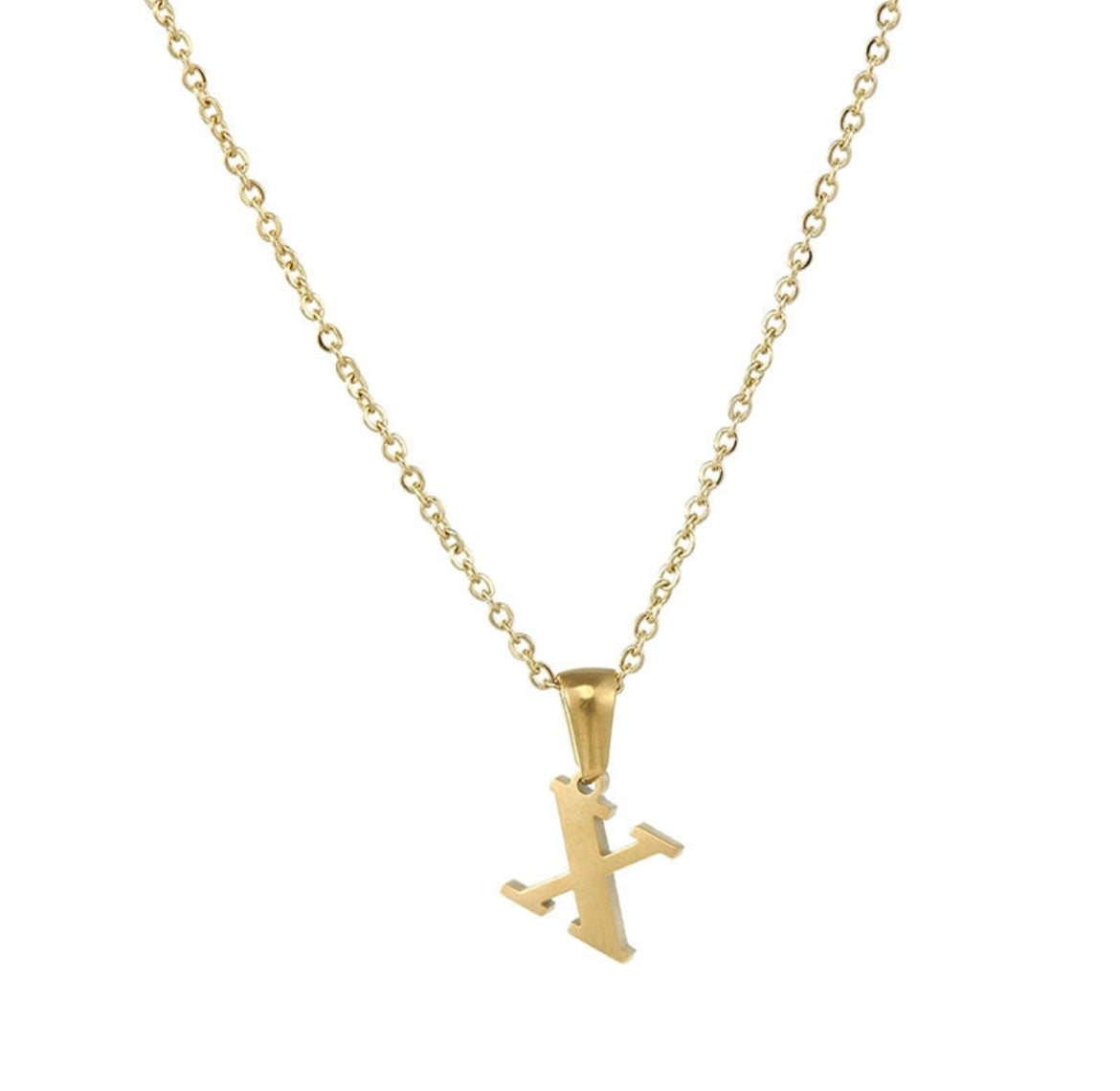 JEWELLERY Letter Stainless Steel Plating Pendant Necklace X Collection
